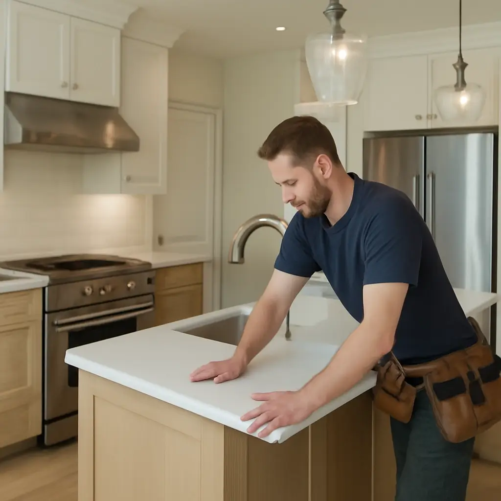 Contractor working on a kitchen during renovation